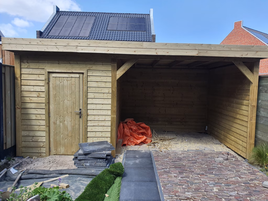 Houten overkapping Abma Zonwering